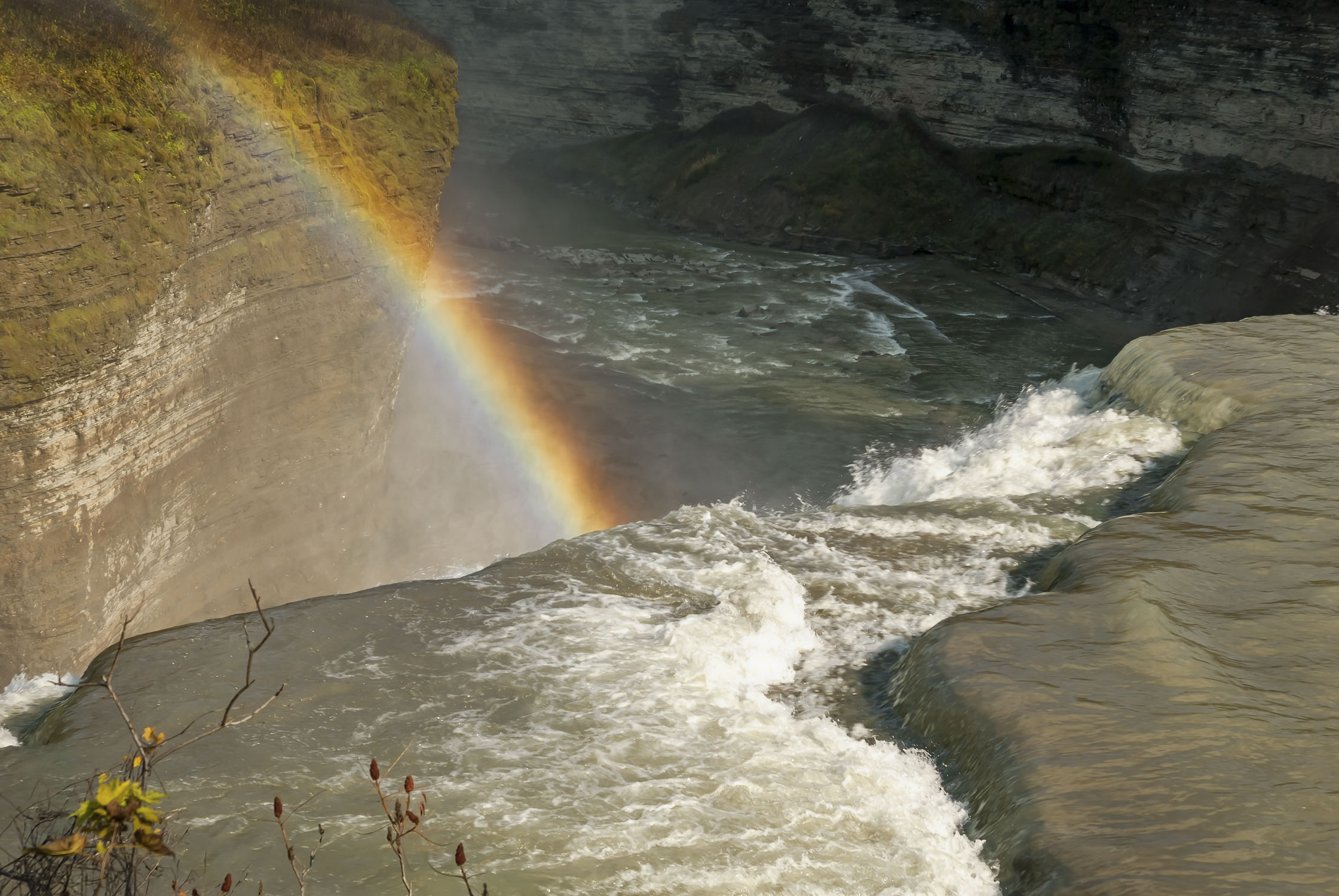 A rainbow near falls in Upstate New York