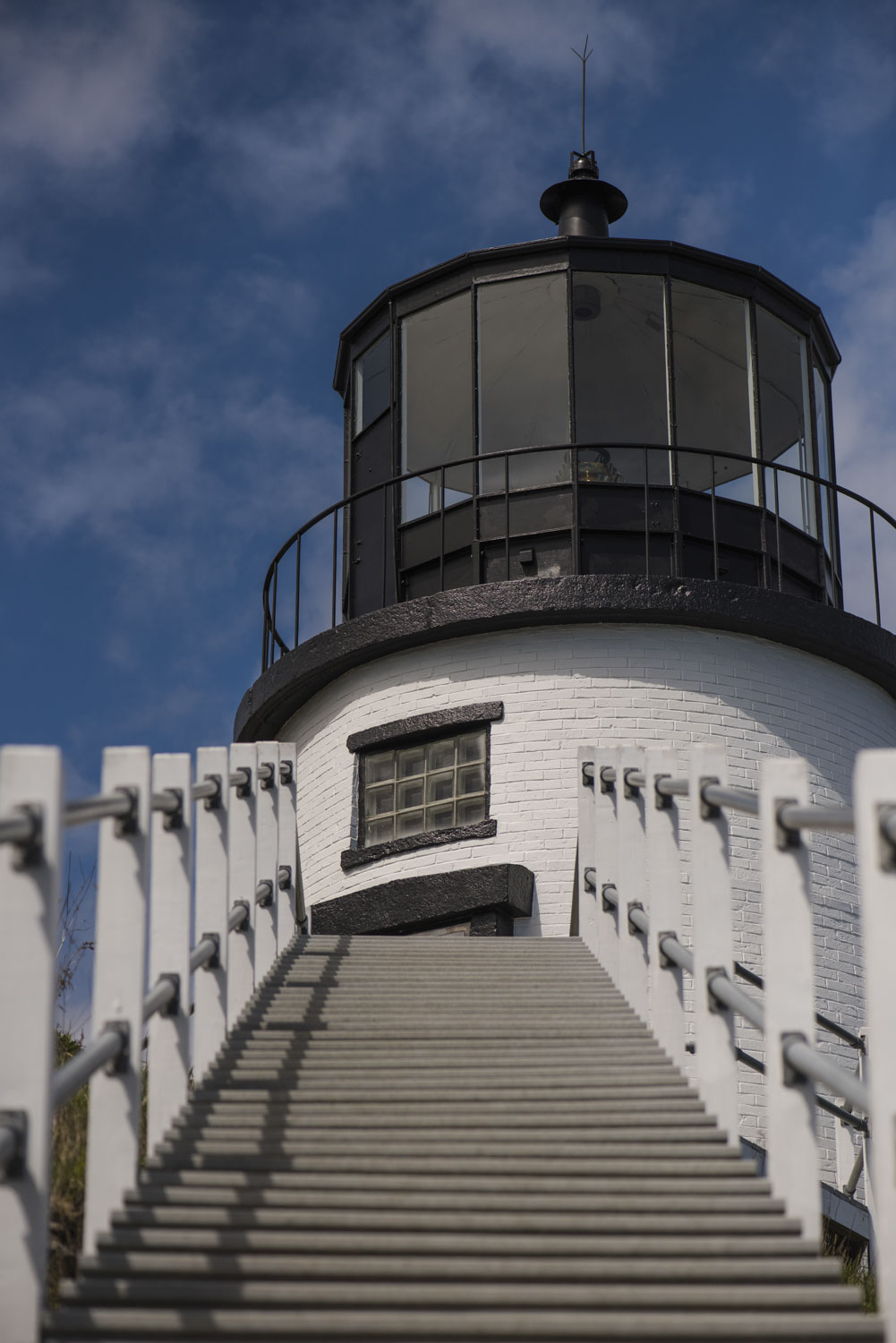 Steep steps leading up to Owl Head Lighthouse