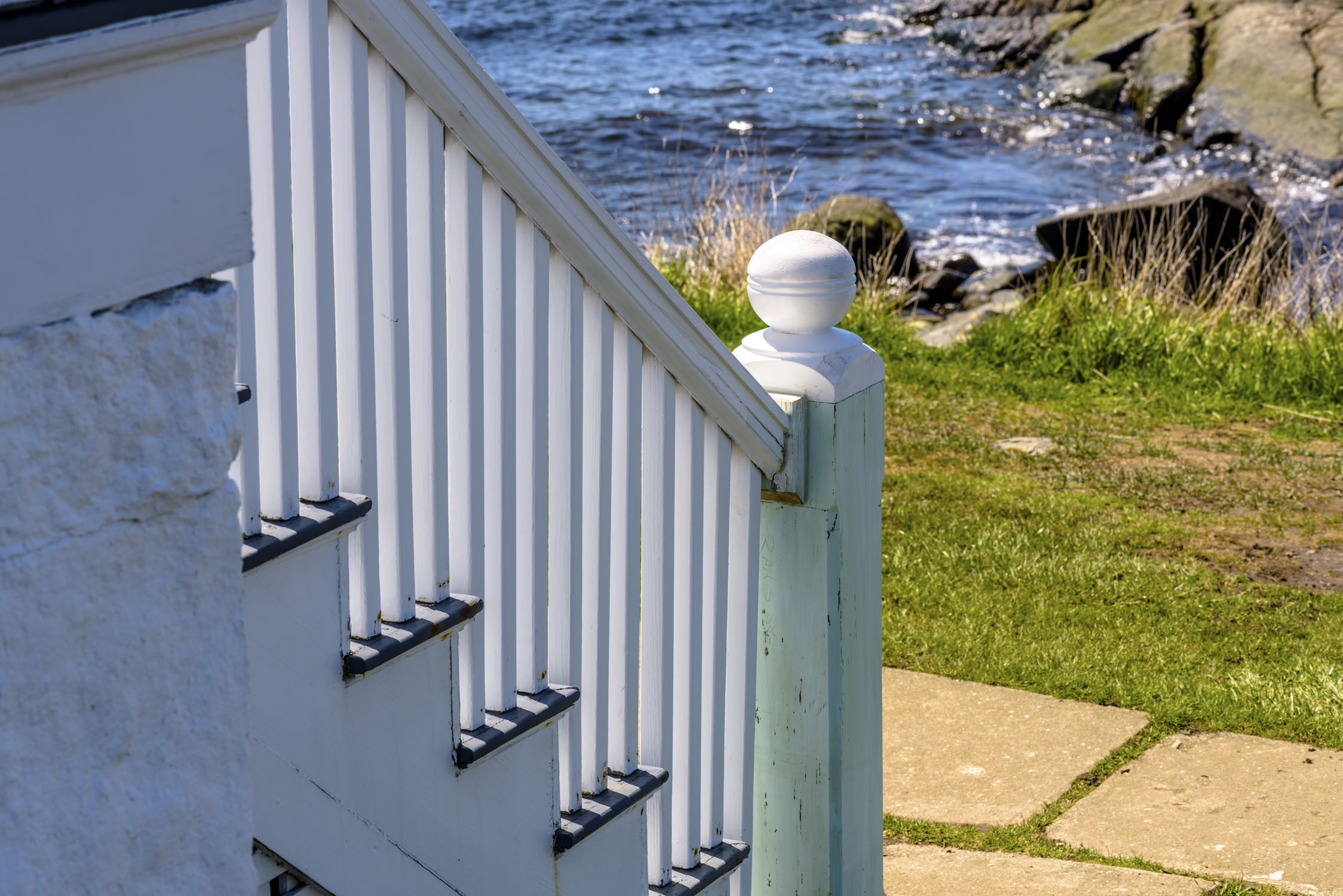 Looking through stairs to water beyond, Marshall Point Lighthouse