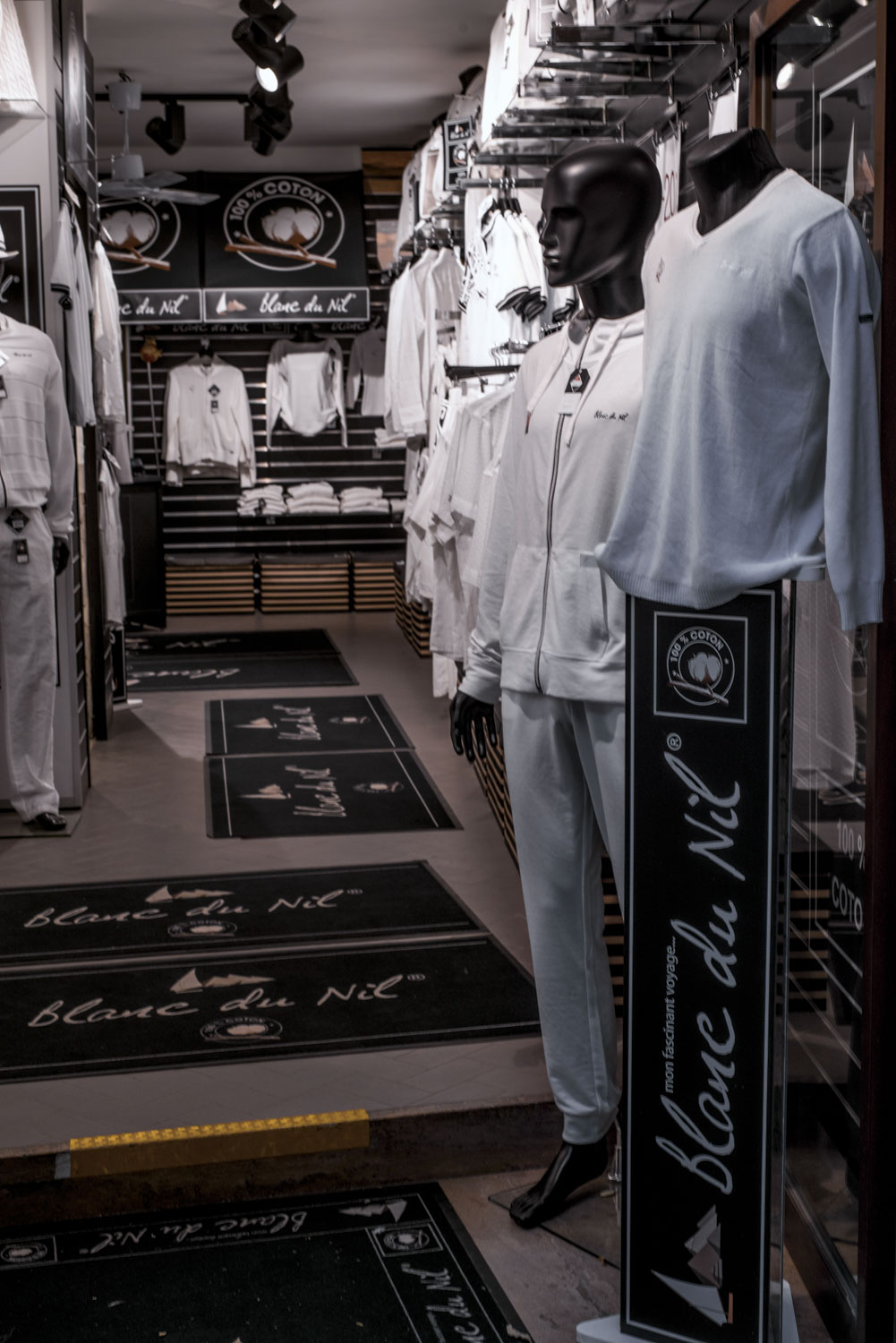 Entrance of a store that sells only white clothing