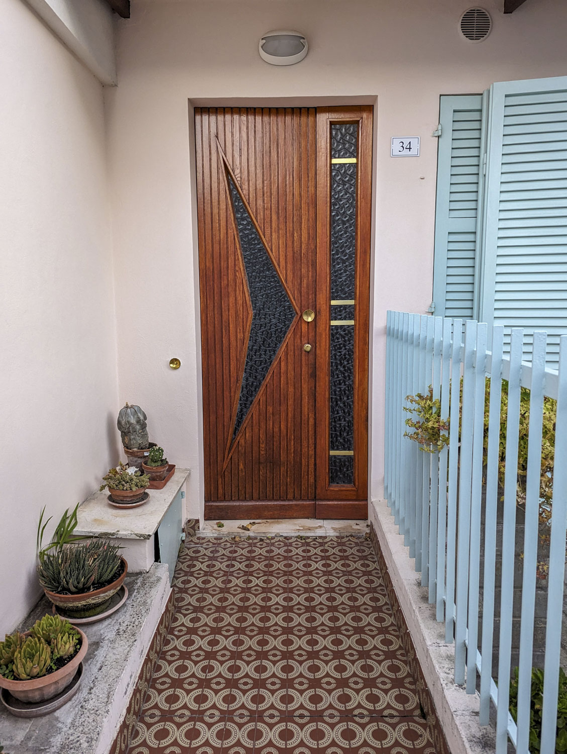 A modern door and some plants in Italy