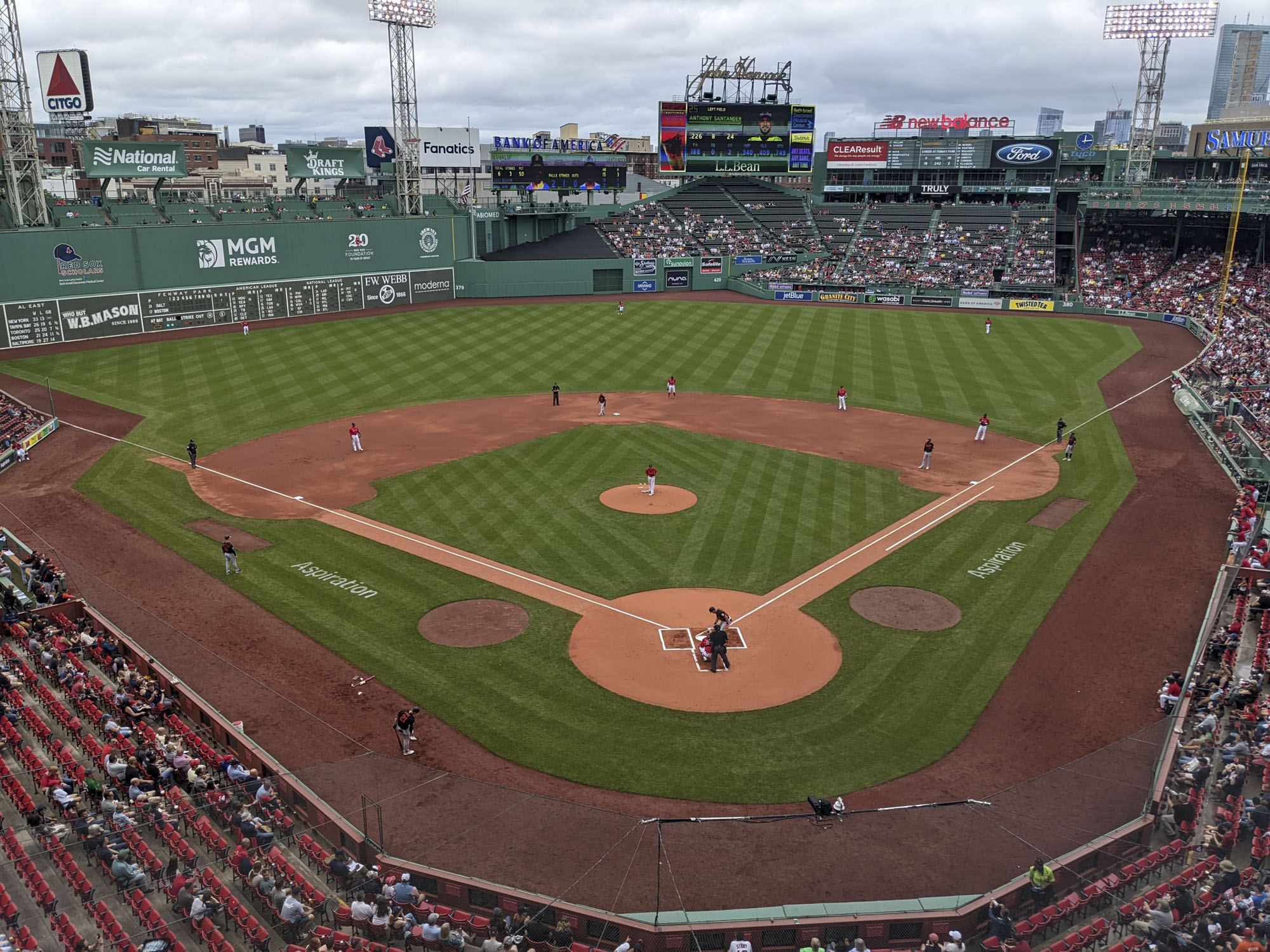 a baseball field during a game