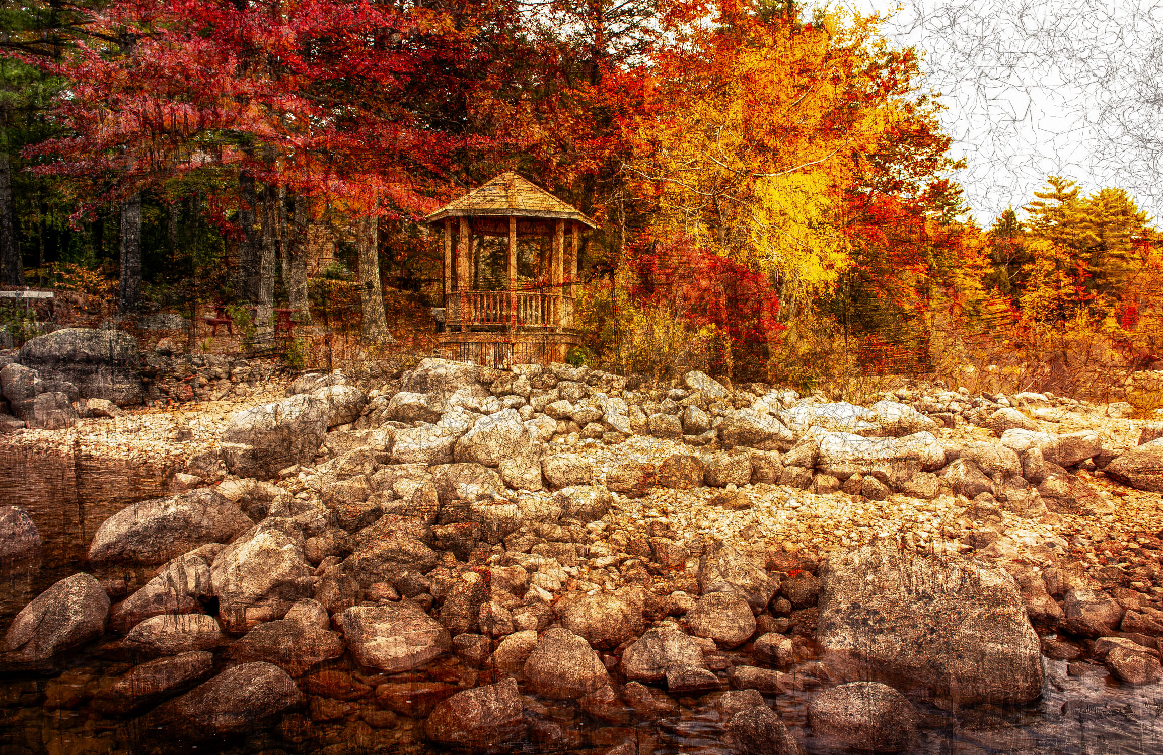 The gazebo viewed from the water