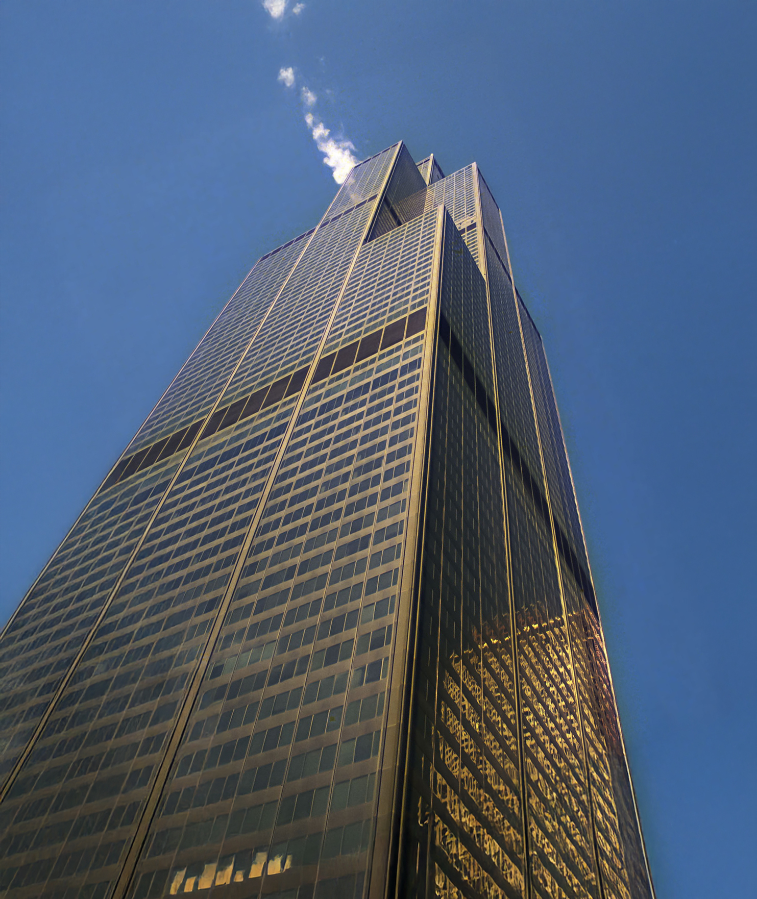 Looking up a skyscraper in Chicago