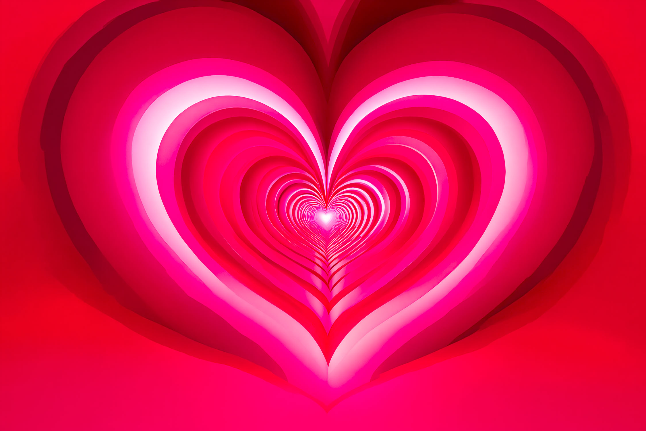 pink and red hearts layered out