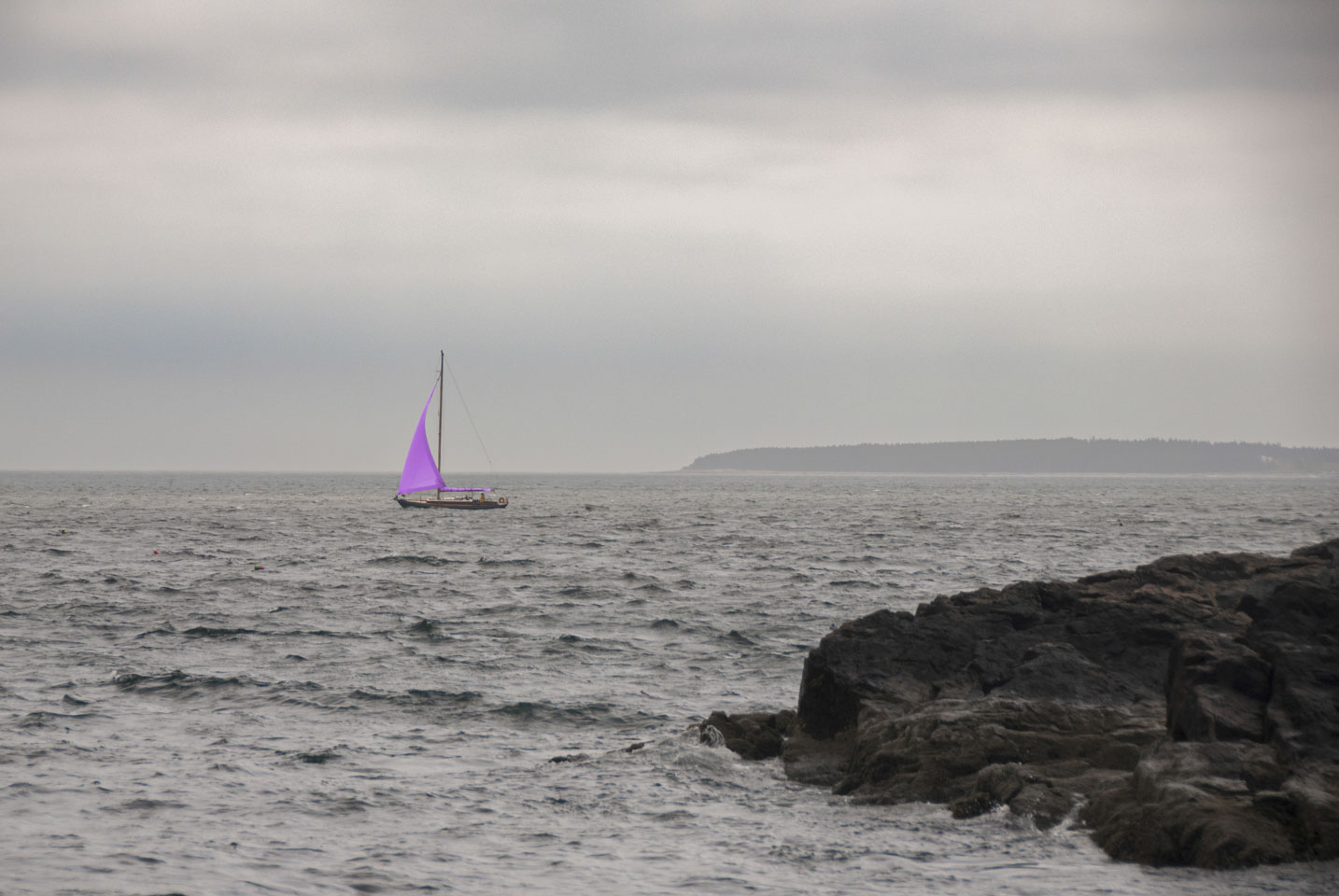 Boat with a lavender sail